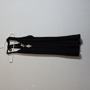 Vintage Jessica McClintock for Gunne Sax Black Maxi Rhinestone Halter Gown 7/8